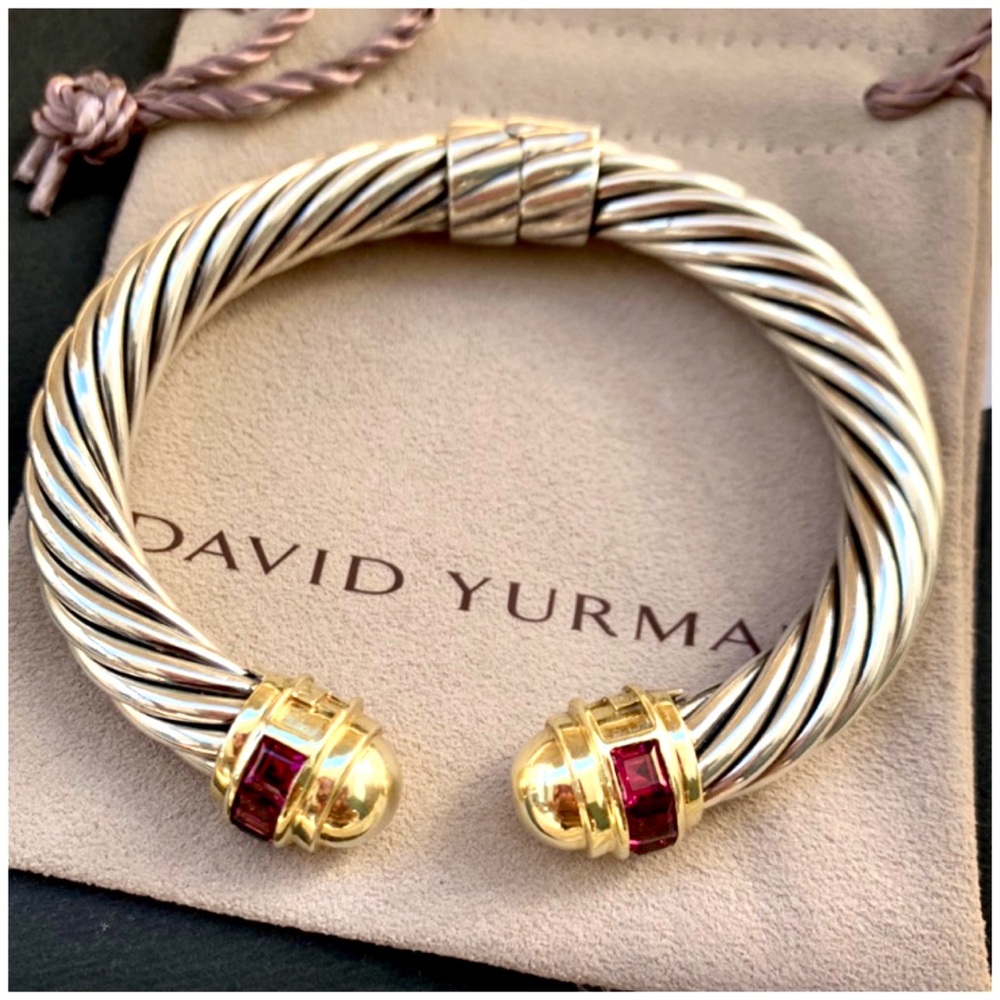 💯🦄 DY RENAISSANCE 14K Dome /Ruby Hinged Bracelet - Picture 5 of 9